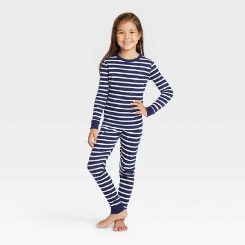 Blue and White Stripped Pajama Set